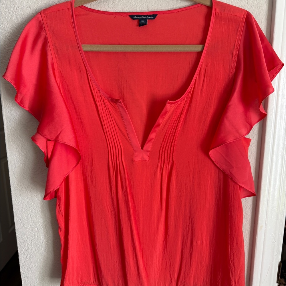 Women's American Eagle Ruffle Sleeve Top